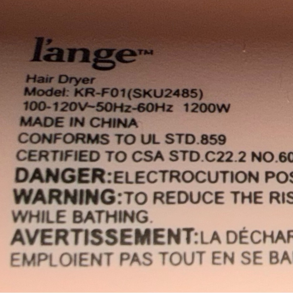 Lange Pink Hair Dryer used a few times - Picture 3 of 3